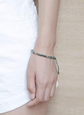 绿水草玛瑙手链女夏季水晶ins小众设计手工编织手绳