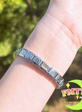 italiancharms整条月份生辰石四叶草幸运手链可拆卸小众生日礼物