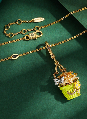 立体时尚彩釉花篮吊坠