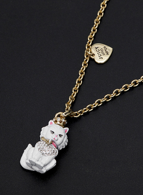 彩釉镶钻字母白色长款毛衣项链