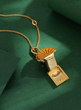 珐琅釉可打开立体孔雀吊坠