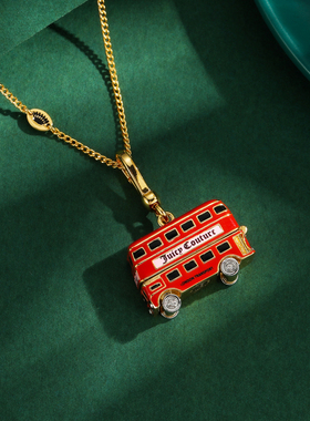 boshuolin juicy时尚珐琅釉红色巴士汽车可打开吊坠迷你小狗挂坠
