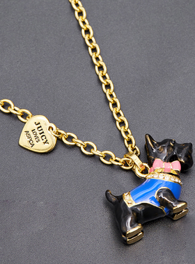 彩釉黑色立体长款毛衣项链