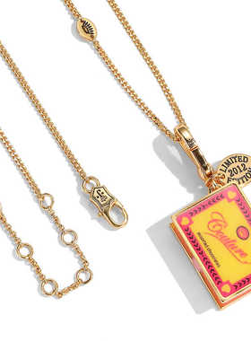 方形巧克力盒吊坠项链