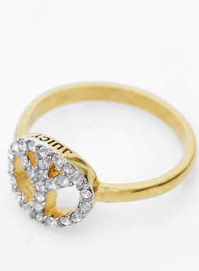 特价清仓boshuolin juicy简约时尚镶钻和平标戒指指环镀金饰品女