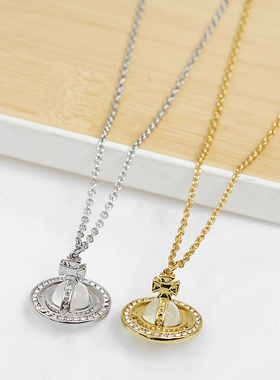 西太后立体土星星球吊坠项链