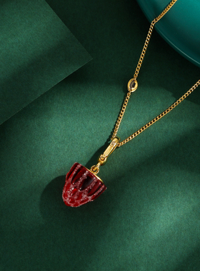 甜美时尚草莓糖果吊坠项链