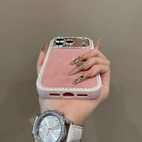 高级感双面点钻绒布适用iPhone17promax手机壳15新款17pro网红女款13创意全包防摔16pro超好看17保护套 - 图2