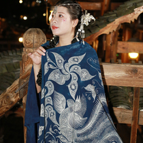 Guizhou Miao Wax Dyeing Scarf Cloth Cloak Shoulder-dyed Handicraft Featured Souvenir Gift Ventrons Scarf Companion Gift