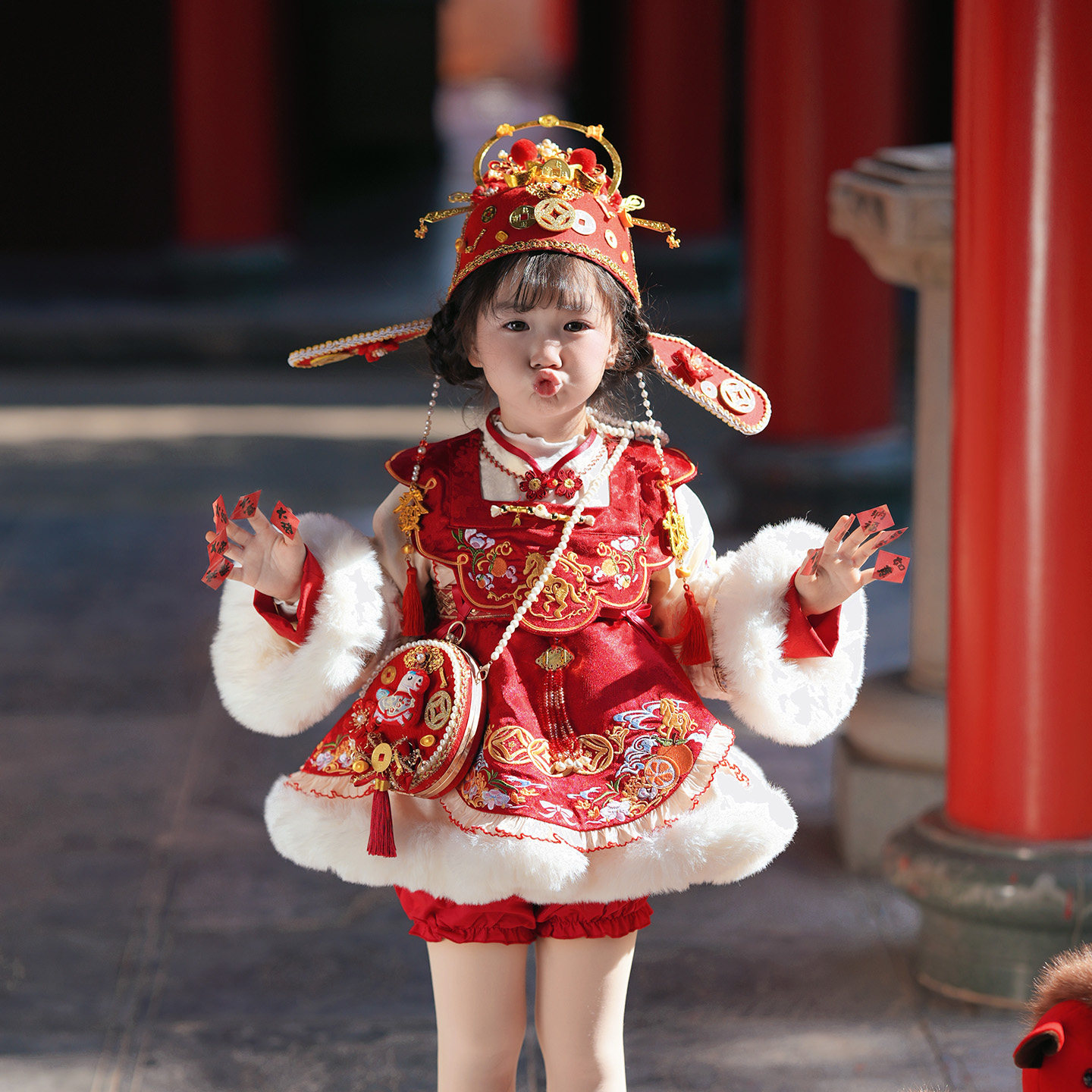 新款原创骏主吉祥女童连衣裙拜年服国风洛丽塔公主裙周岁春节年服,淘宝优惠券,粉丝福利购,淘宝优惠卷