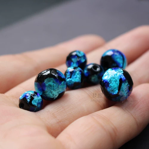 8 10 12 мм светло -синий японский стиль светящийся стеклянный колье за ​​колье глазированные точки точечные шарики светящиеся жемчужины