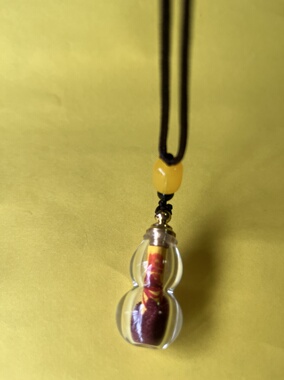 水晶葫芦吊坠男女通用内含朱砂粉手写丙午年太岁文哲守护马鼠牛兔