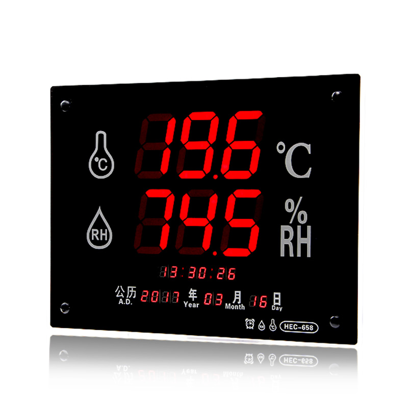 家用LED大屏显示仪变送器带声光报警灯工业温湿度计HEC658