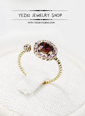 日红锆石戒指女韩国时尚网个性