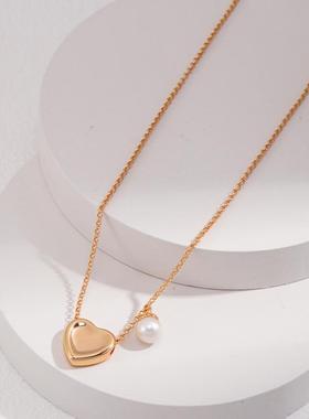 【Tonight or Never】S925纯银 爱心珍珠项链 法式叠戴轻奢高级感