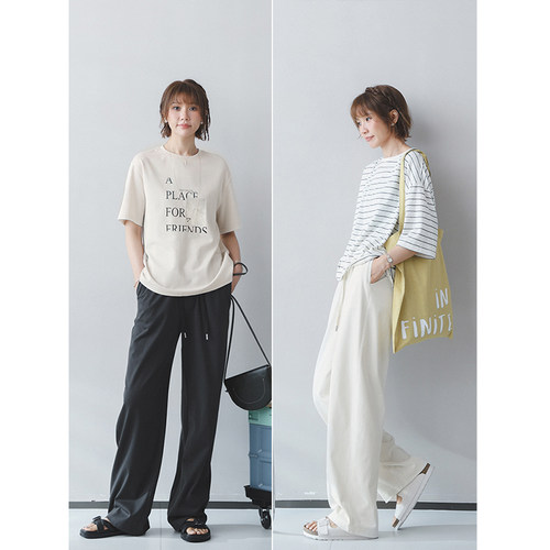 苹果的生活家|凉感遛弯裤 透气速干7A抗菌松紧腰窄版阔腿休闲裤 - 图3