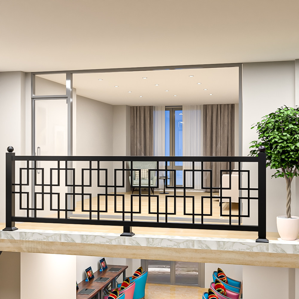 专业新中式铁艺护栏扶手阳台走廊栏杆复古花格扶手楼梯护栏