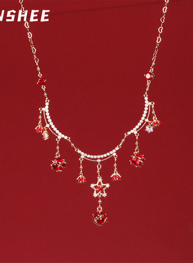 中国风本命年红色锆石手工项链