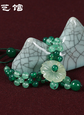 手工手链玛瑙吊坠岫玉原创女