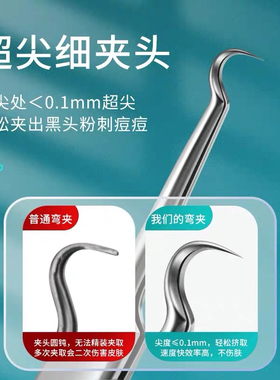 超细5号细胞夹去黑头粉刺夹子高精密镊子刮闭口挤痘痘粉刺针套装
