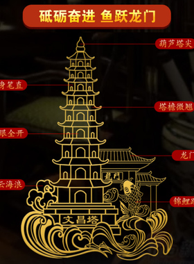 文昌塔笔摆件手机贴纸钥匙扣挂件