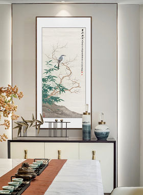 玄关装饰画新中式挂画走廊过道竖版客厅背景墙壁画春满福多