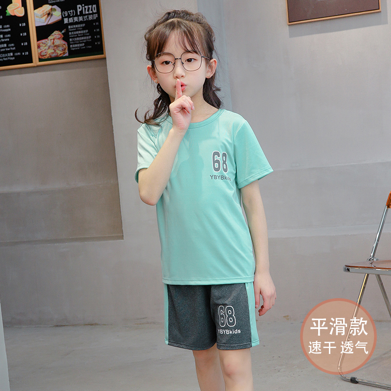 女童运动服套装短袖夏季儿童短裤小孩夏装衣服女孩夏天跑步速干衣-图2