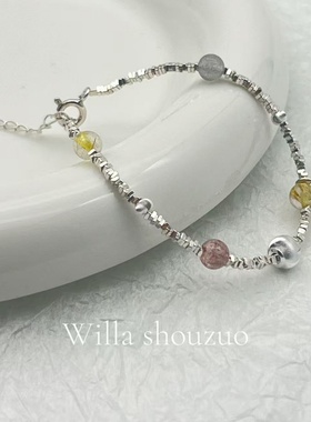willa洗澡可戴天然水晶纯银手链