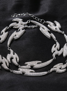 铜镶锆石飞燕嘻哈项链