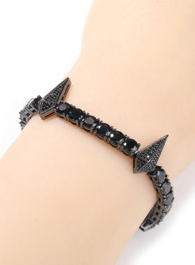 铜镶锆石男黑豹同款手链