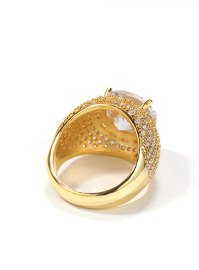 欧美嘻哈大圆弧形戒指镶锆石街头