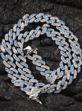 欧美嘻哈锆石古巴项链情侣