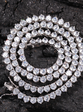 欧美嘻哈铜锆石项链三爪情侣