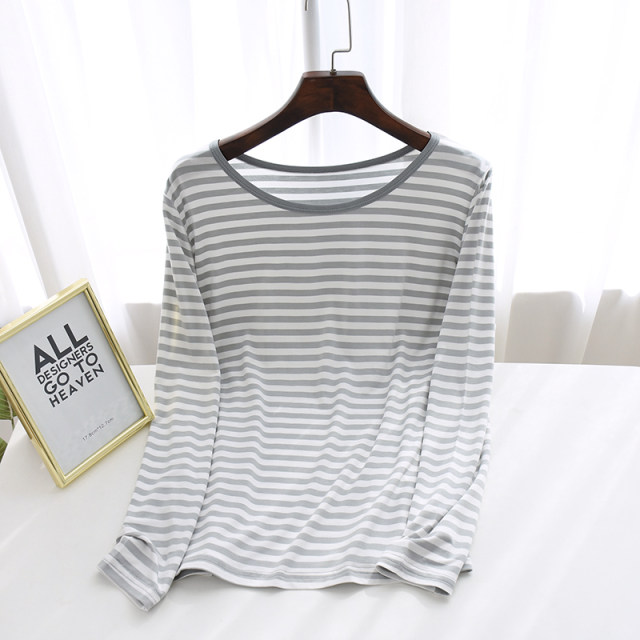 Modal striped pajama top casual ຂະຫນາດໃຫຍ່ບາງ