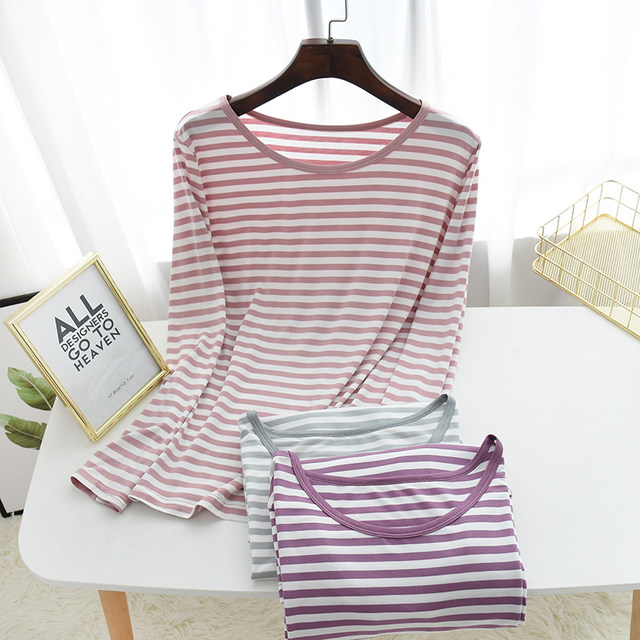 Modal striped pajama top casual ຂະຫນາດໃຫຍ່ບາງ