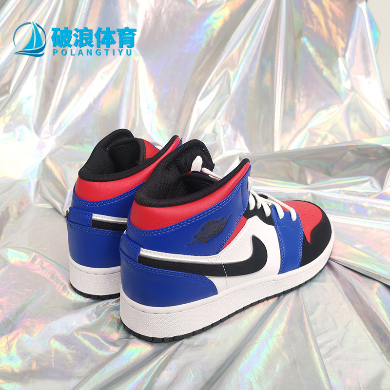 Nike/耐克正品AIR JORDAN 1 MID GS AJ1大童运动篮球鞋554725-124-图1