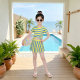 ເດັກຍິງເສັ້ນດ່າງແຂນສັ້ນ skirt split swimsuit summer