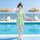 ເດັກຍິງເສັ້ນດ່າງແຂນສັ້ນ skirt split swimsuit summer