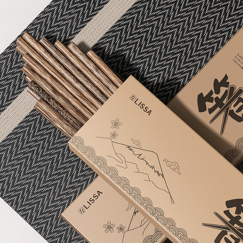 lissa鸡翅木筷子无漆无蜡天然实木防滑家用高档抗菌防霉2024新款 - 图0