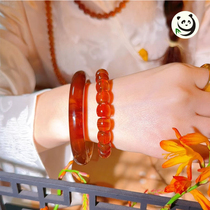 (Bears Live) XJ Natural Amber Multicircle Design With Single Ring Round Pearl Pendant Apple Pearl Bracelet Wide version