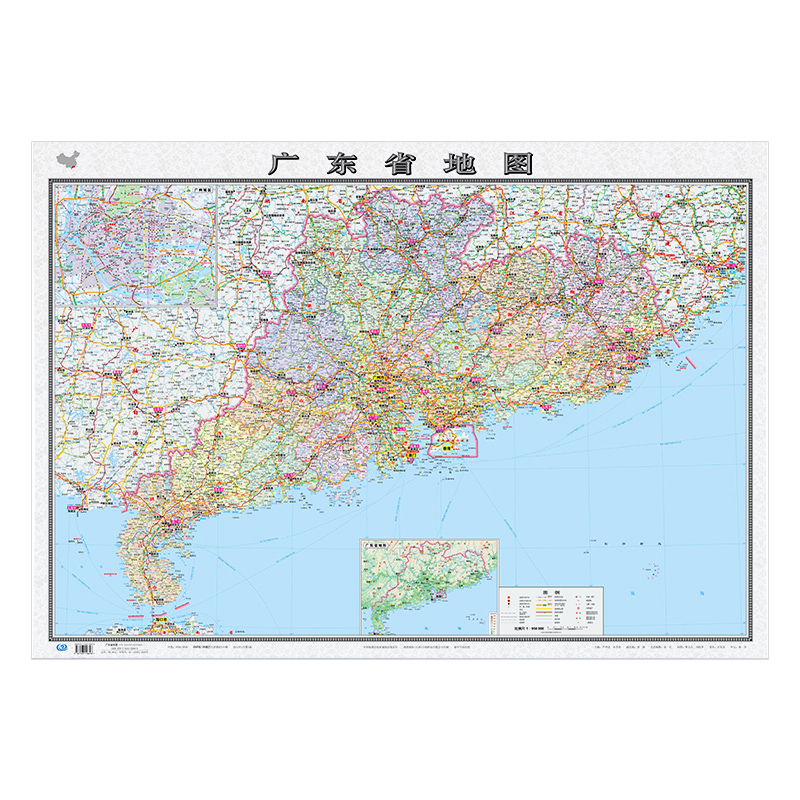 全新2023版广东省地图 大尺寸106*76cm加厚版 办公室家用背景墙装饰贴画行政交通地图挂图 中图社分省系列广东地图