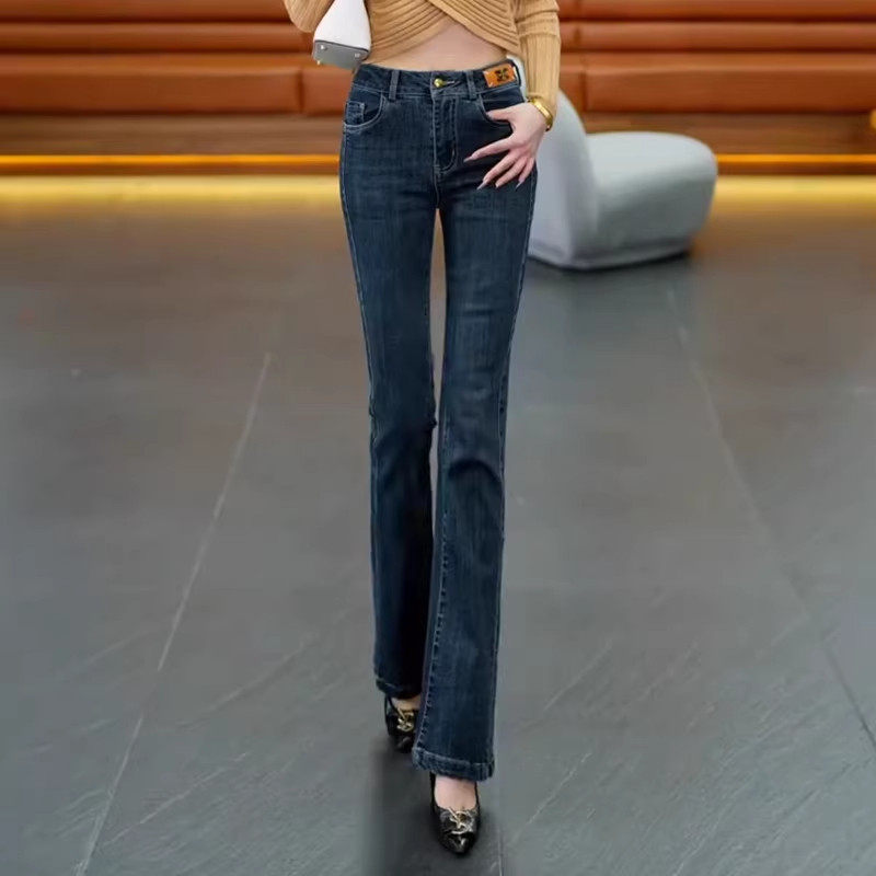 牛仔微喇裤女复古蓝加绒2025秋冬新款高腰显瘦宽松百搭喇叭长裤子,淘宝优惠券,粉丝福利购,淘宝优惠卷