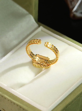 春夏新款碎冰冰钱币戒指新中式国潮气质喜气羊羊财运亨通开口戒