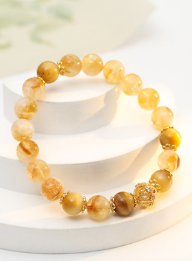 天然金发晶黄水晶手链女黄阿塞招财转运旺事业手串送闺蜜简约礼物