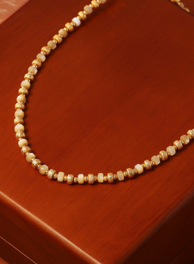 爆款天然贝壳串珠项链高级感时尚轻奢百搭锁骨链小众网红撞色手链