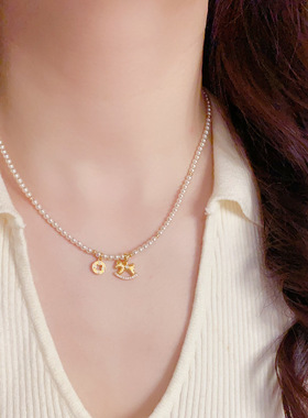 新中式气质时尚温柔大气百搭马上有钱珍珠毛衣项链轻奢简约感颈链