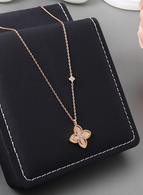 新款四叶花轻奢精致锁骨链
