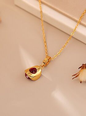 春夏新款简约气质超闪锆石吊坠项链高级感时尚白打通勤锁骨链颈链