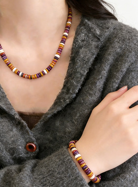 天然蛋黄石复古简约毛衣链