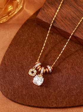 财星璀璨冬日轻奢爆闪锁骨链女